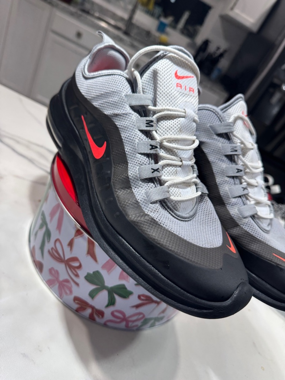 Nike Men’s Sneakers in White, Black & Red Accent